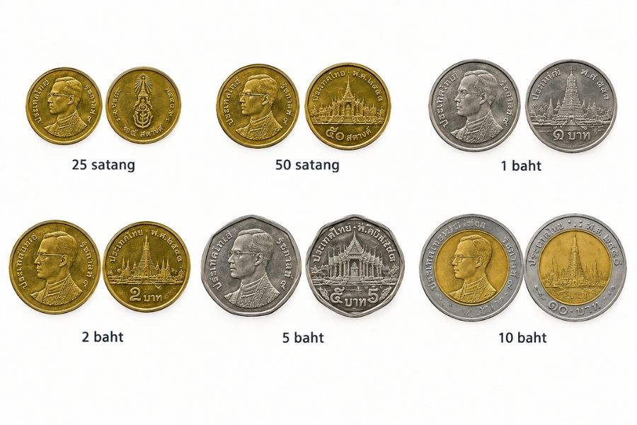 Les pièces courantes - monnaie en Thailande