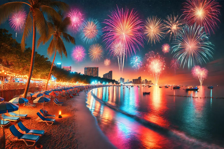  la ville devient encore plus vibrante pendant le festival de feux d’artifice de Pattaya. 