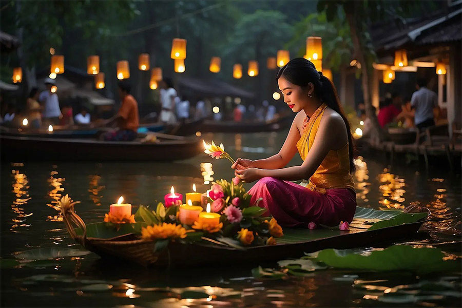 Fête de Loy Krathong en Thailande