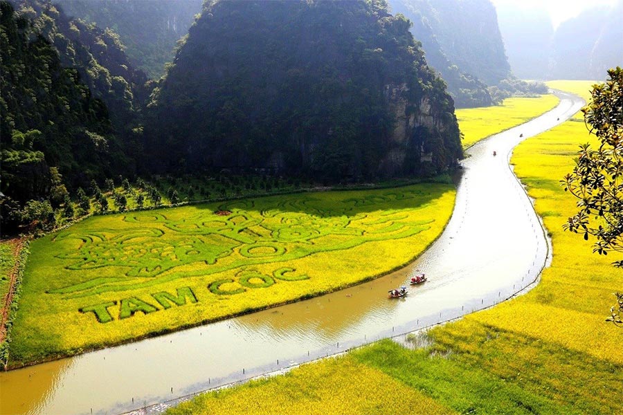 Barque à travers les rizières dorées de Tam Coc - Ninh Binh 2 jours