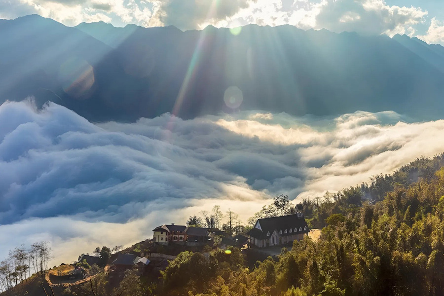Paysage de montagne à Sapa durant les meilleures saisons pour voyager