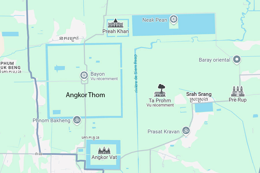 La localisation d'Angkor Thom