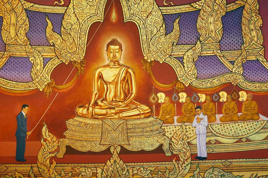 Le tableau est exposé au musée de Wat Traimit