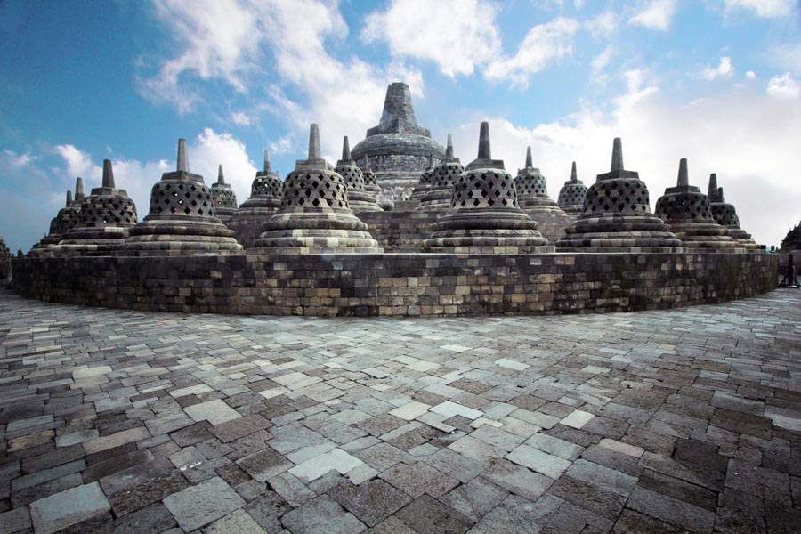 L'architecture unique du temple de Borobudur à Yogyakarta 